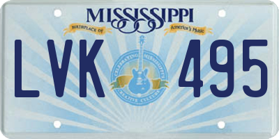 MS license plate LVK495