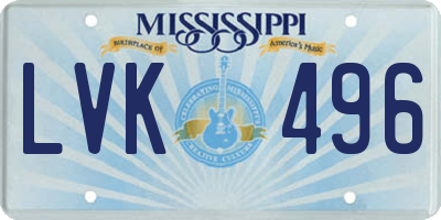 MS license plate LVK496