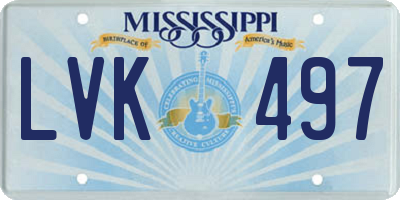 MS license plate LVK497
