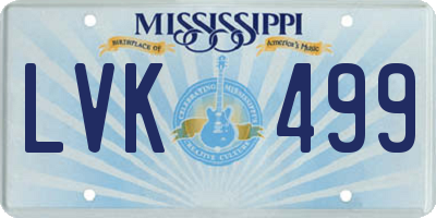 MS license plate LVK499