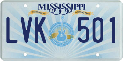 MS license plate LVK501