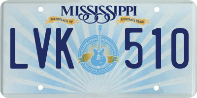MS license plate LVK510