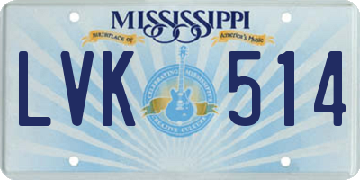 MS license plate LVK514