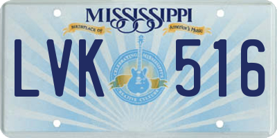 MS license plate LVK516