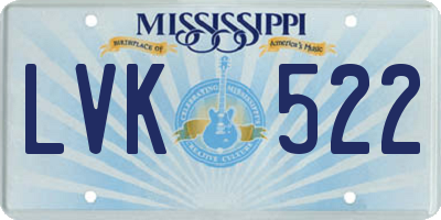 MS license plate LVK522