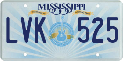 MS license plate LVK525