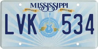 MS license plate LVK534