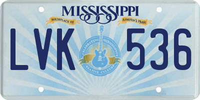 MS license plate LVK536