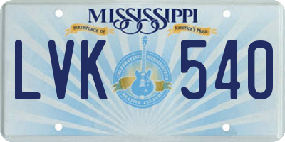 MS license plate LVK540