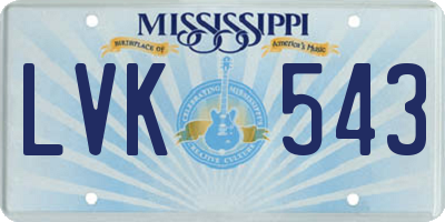 MS license plate LVK543