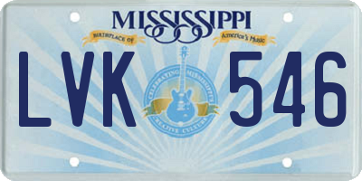 MS license plate LVK546