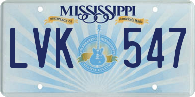 MS license plate LVK547