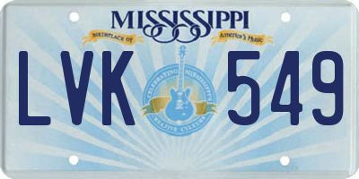 MS license plate LVK549
