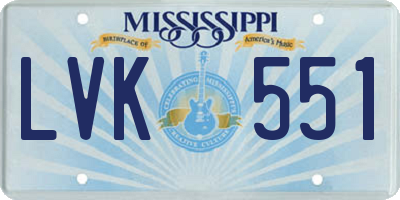 MS license plate LVK551
