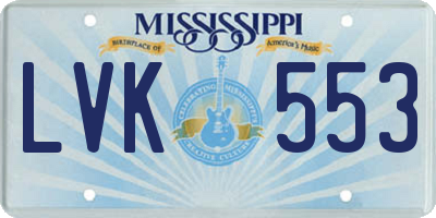 MS license plate LVK553
