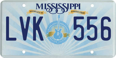 MS license plate LVK556