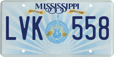 MS license plate LVK558