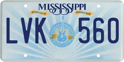 MS license plate LVK560