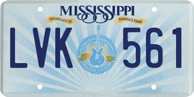 MS license plate LVK561