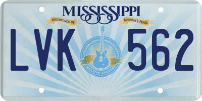 MS license plate LVK562
