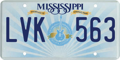MS license plate LVK563