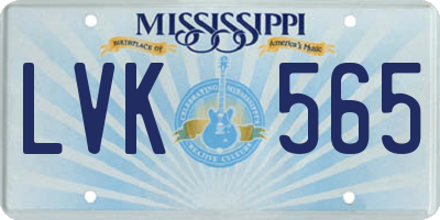 MS license plate LVK565