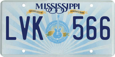 MS license plate LVK566