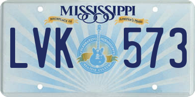 MS license plate LVK573