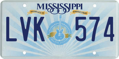 MS license plate LVK574