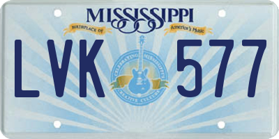 MS license plate LVK577