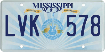 MS license plate LVK578
