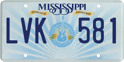 MS license plate LVK581