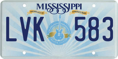 MS license plate LVK583