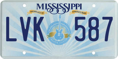 MS license plate LVK587
