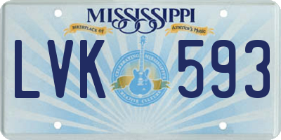 MS license plate LVK593