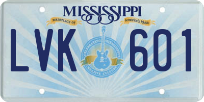 MS license plate LVK601