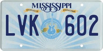 MS license plate LVK602