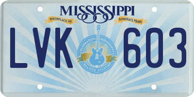 MS license plate LVK603