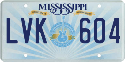 MS license plate LVK604