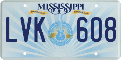 MS license plate LVK608