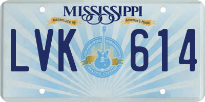 MS license plate LVK614