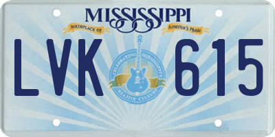 MS license plate LVK615