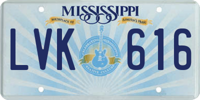 MS license plate LVK616