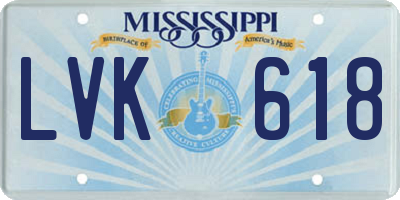 MS license plate LVK618