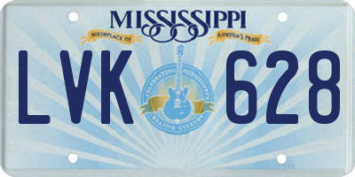 MS license plate LVK628