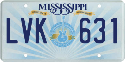 MS license plate LVK631