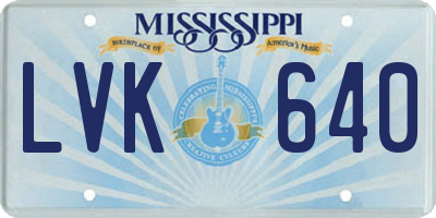 MS license plate LVK640