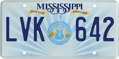 MS license plate LVK642