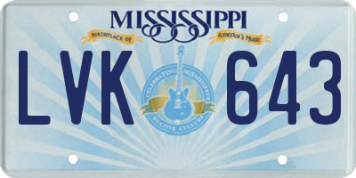 MS license plate LVK643