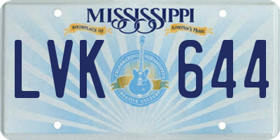 MS license plate LVK644